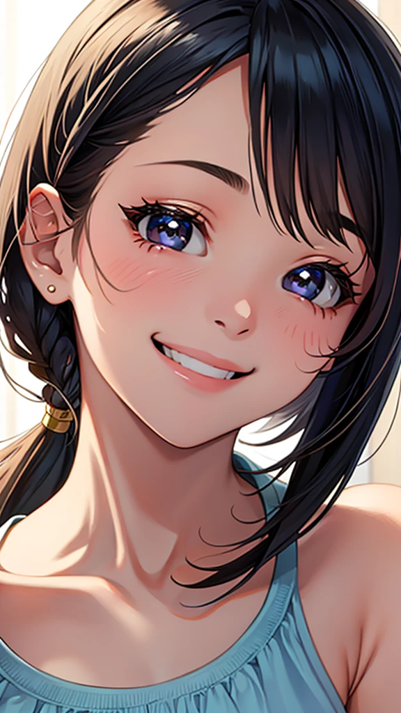 17 years old、beautiful girl、Smile、face closeup
