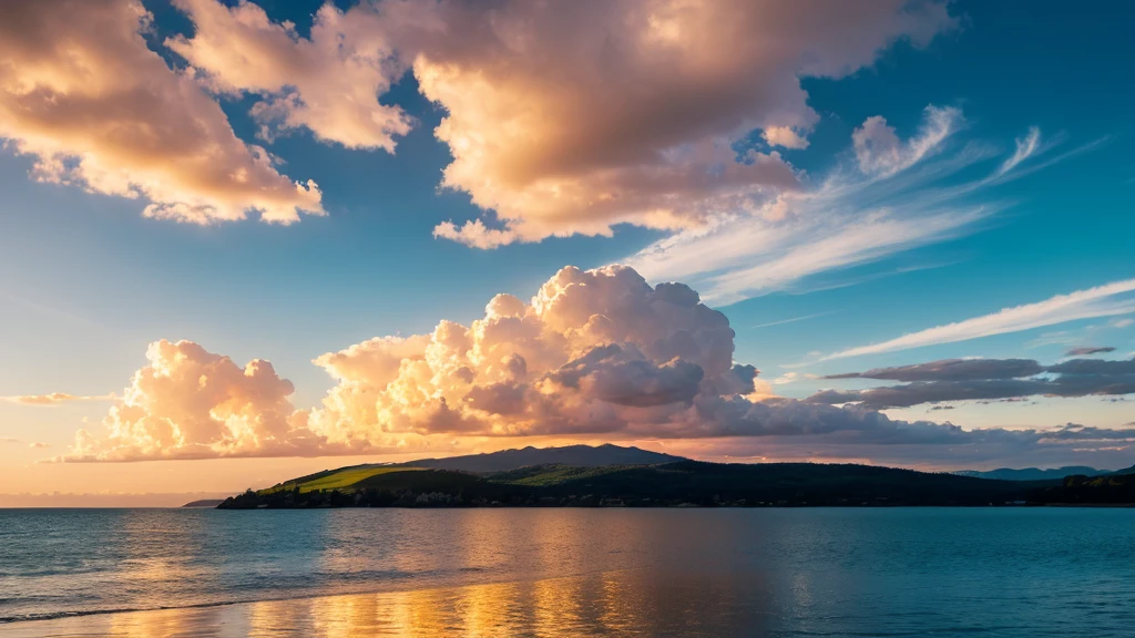 Beautiful landscape, sky, light, clearwater, summer, gold ,white