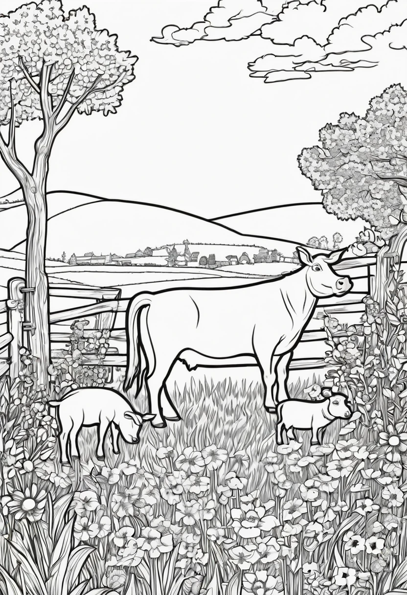 Generate a coloured front cover for Animal farm coloring book