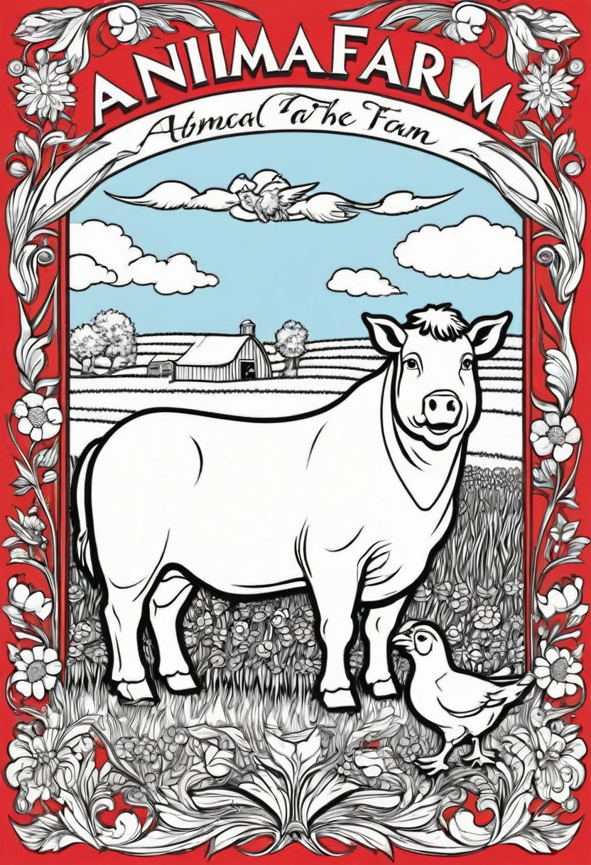 Generate a coloured front cover for Animal farm coloring book