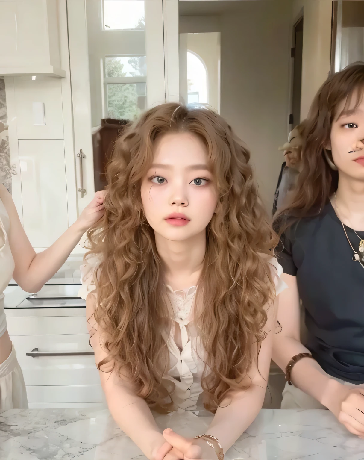 Arafa woman with blonde hair sitting at a table, jung jaehyun, adorable and pale korean face, ulzzang inteligente, Kim Doyoung, with short hair, jossi do blackpink, Hong Jun Hyung, Tae June Kim, ulzzang, the hime cut, Jaeyeon Nam, xqc, park jimin, short platinum hair tomboy