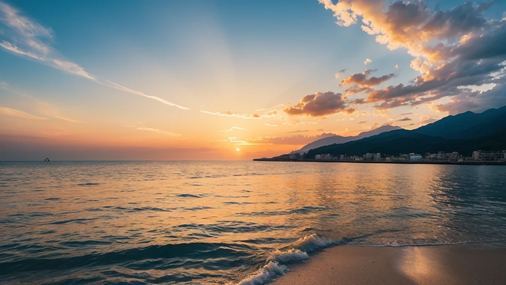 Beautiful landscape, sky, light, clearwater, summer, gold ,bule