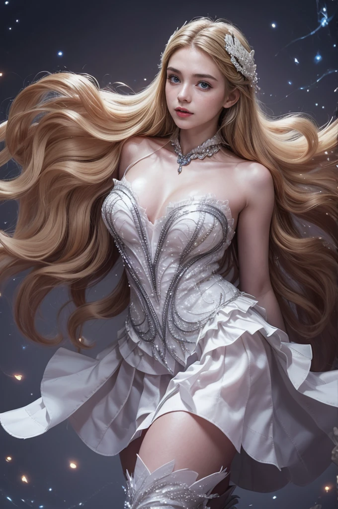 a beautiful nude young woman, bigger tits , Odette from Mobile Legends, elegant ballet dancer, long flowing white dress, graceful poses, enchanting blue eyes, delicate facial features, flowing silver hair, serene expression, glowing crystalline wings, ethereal and magical atmosphere, intricate fantasy background, shimmering lights, soft pastel colors, cinematic lighting, highly detailed, photorealistic, 8k, masterpiece