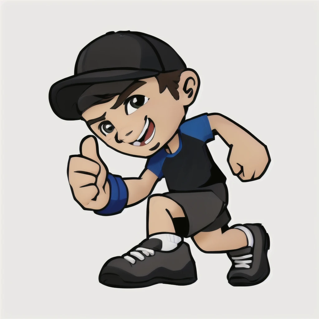 cartoon boy running with a baseball cap on his head, sport mascot, running pose, cartoon style illustration, dynamic active running pose, HD illustration, in cartoon style, sports team mascot, high quality illustration, Mascot Illustration, Cute boy, upthumb, a muscular, cartoon vector style, doing a upthumb, cartoon art style, simple cartoon style, cartoon character