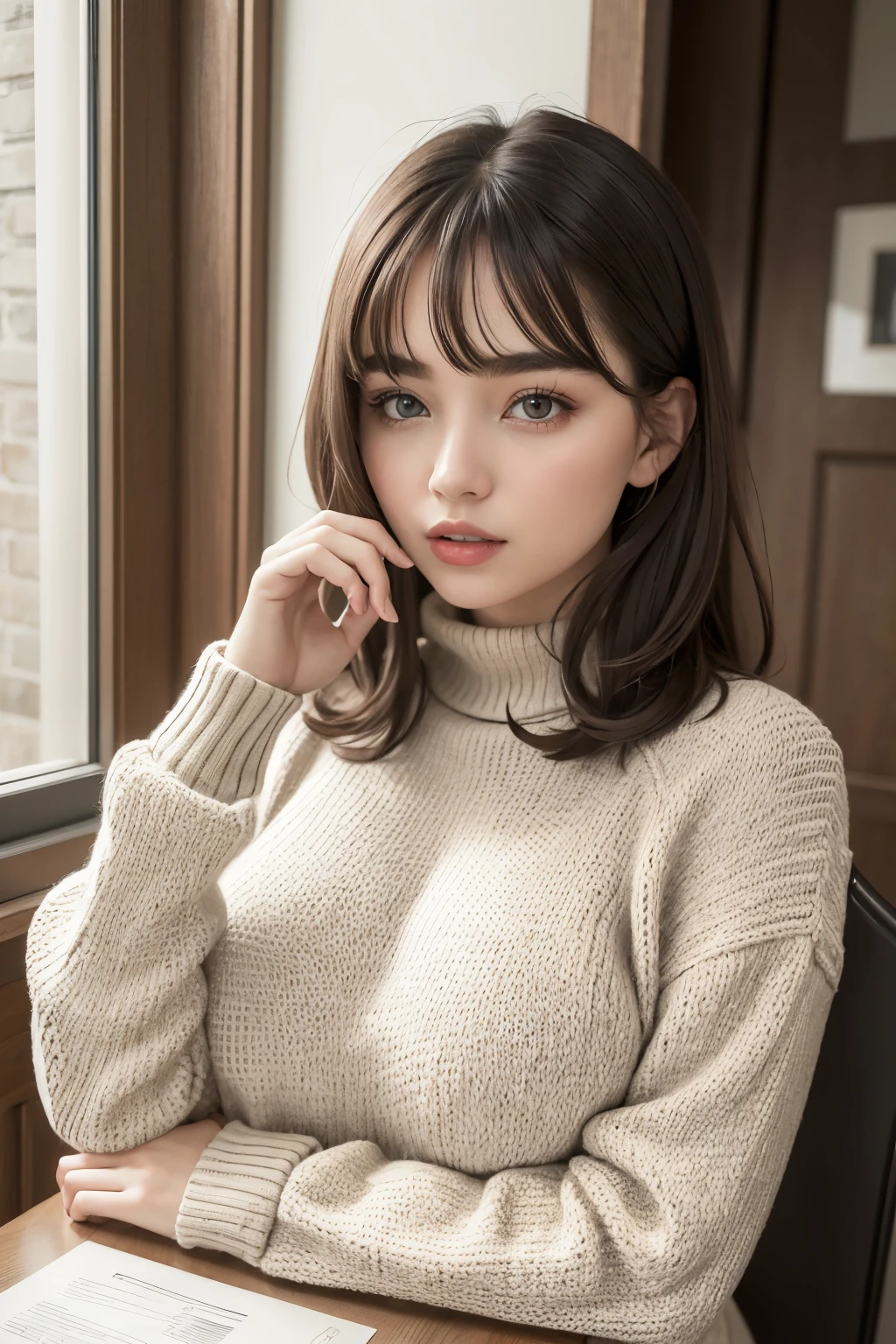 ((best qualityer)), ((work of art)), (detailded), 1 girl, ombro to ombro sweater,