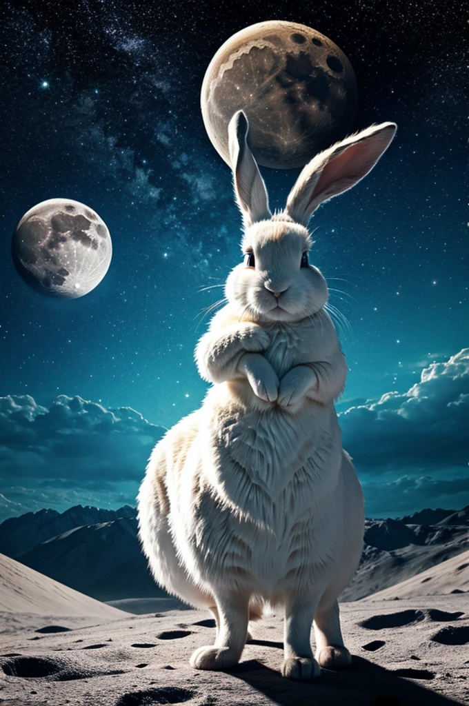 Six bunny in the moon