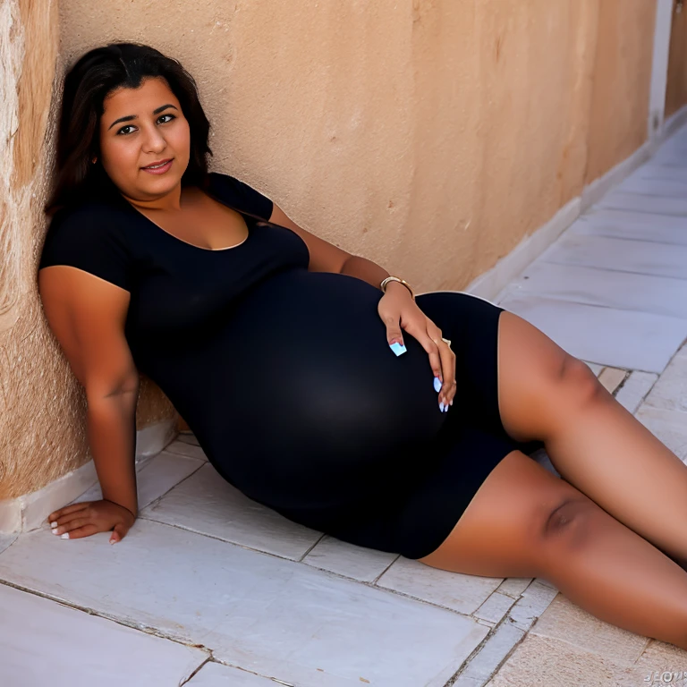 Extremely pregnant Tunisian girl