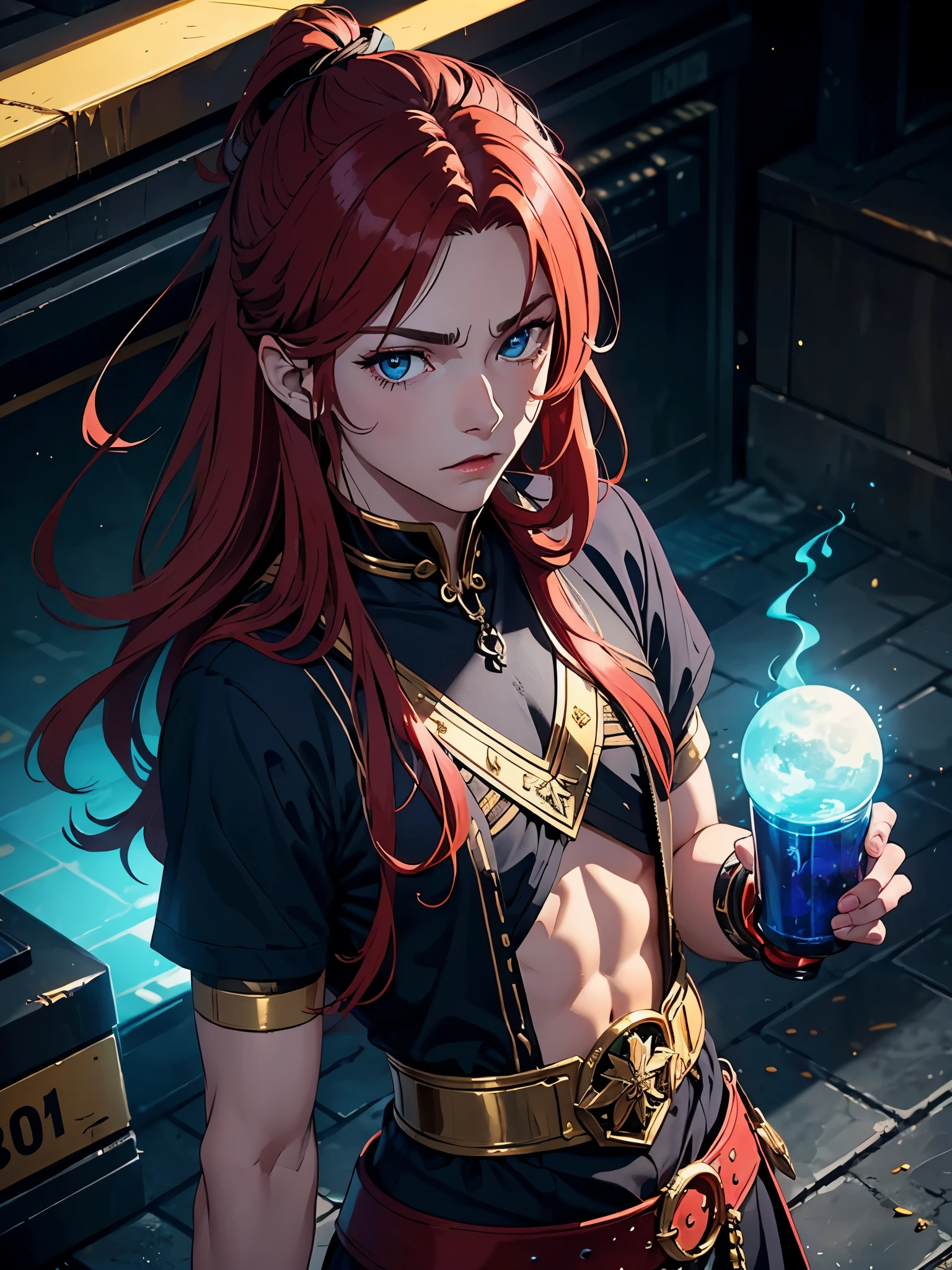 All golden. Hot bondage. Blue Lipstick. With mohnblume. More anime. 2d. Glow. Red hair. More anime. male. Long hair. long red hair. boy, vikings. red hair. blue eyes. 火.