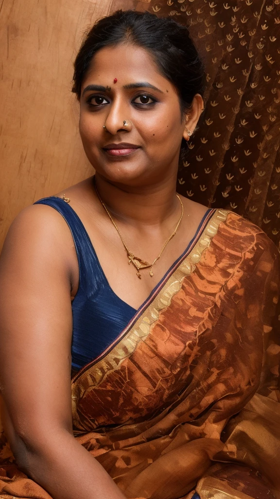 Foto RAW, photorealistic, photography, full body shot, 60 years old Woman, mascara, eye kajal, juicy figure, master shot, perfect eyes, goddess like beauty, pierced eyes, perfect thick chubby mallu Desi aunty bhabhi, Wearing a Stanapatta, a chest-band.Saree model, model Photography, Indian saree shoot, Indian traditional wear advertising photography, traditional wear brand shoot, face of Indian actress Rajshri Nair aka Rajashree, masterpiece, realistic, realism, incredible details,  pleasure, photorealism, detailed skin, skin pores, high contrast, photorealistic Artstation 8k HD digital art trend of high definition and detailed realistic skin texture, ultra detail, realistic skin texture, armature, best quality, ultra high definition, (photorealistic:1.4),, high resolution, detail, raw photo, sweat, Re sharp, by Lee Jefferies Nikon D850 Film Stock Photo 4 Kodak Portra 400 Camera F1.6 Lens Rich Color Ultra Real Realistic Realistic Textures Dramatic Lighting Unreal Engine Trending at Art Station Cinestill 800,(pele altamente detalhada: 1.2), 8k UHD, DSLR, soft-lighting, alta qualidade, grain of film, Fujifilm XT3,she didn't like to wear blouse or bra, she is happy to wear only saree, she hates blouse or bra, highly detailed hairy armpits, hyper realistic skin, skin pores, sweat, veins, stubble armpits, erotic temptation, appealing figure, appealing body language, fleshy arms, horny desi indian mommy, she wants to dominate young boys by showing her tempting figure, irresistibly hot, armpits hair clearly visible, freckles 0.2, stretchmarks 0.2, Sexy mature woman's with slightly wrinkled skin, hyper real skin texture, insane details, sensual photoshoot, high level editing, highly detailed skin texture, incredible quality, skin pores visible, RAW skin, 