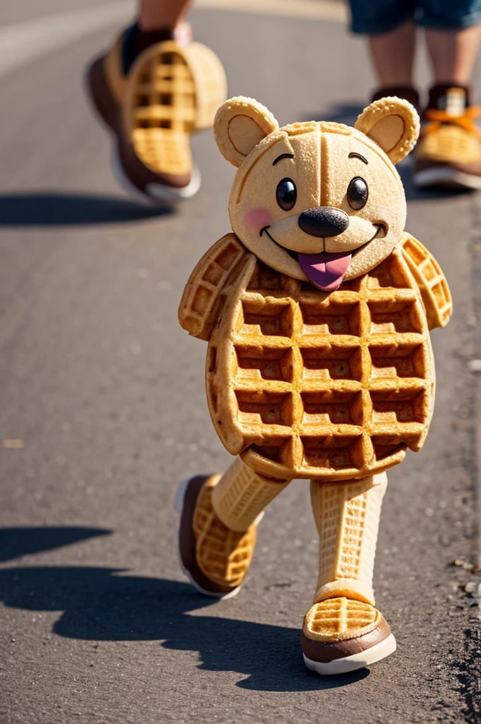 Animated happy waffle walking