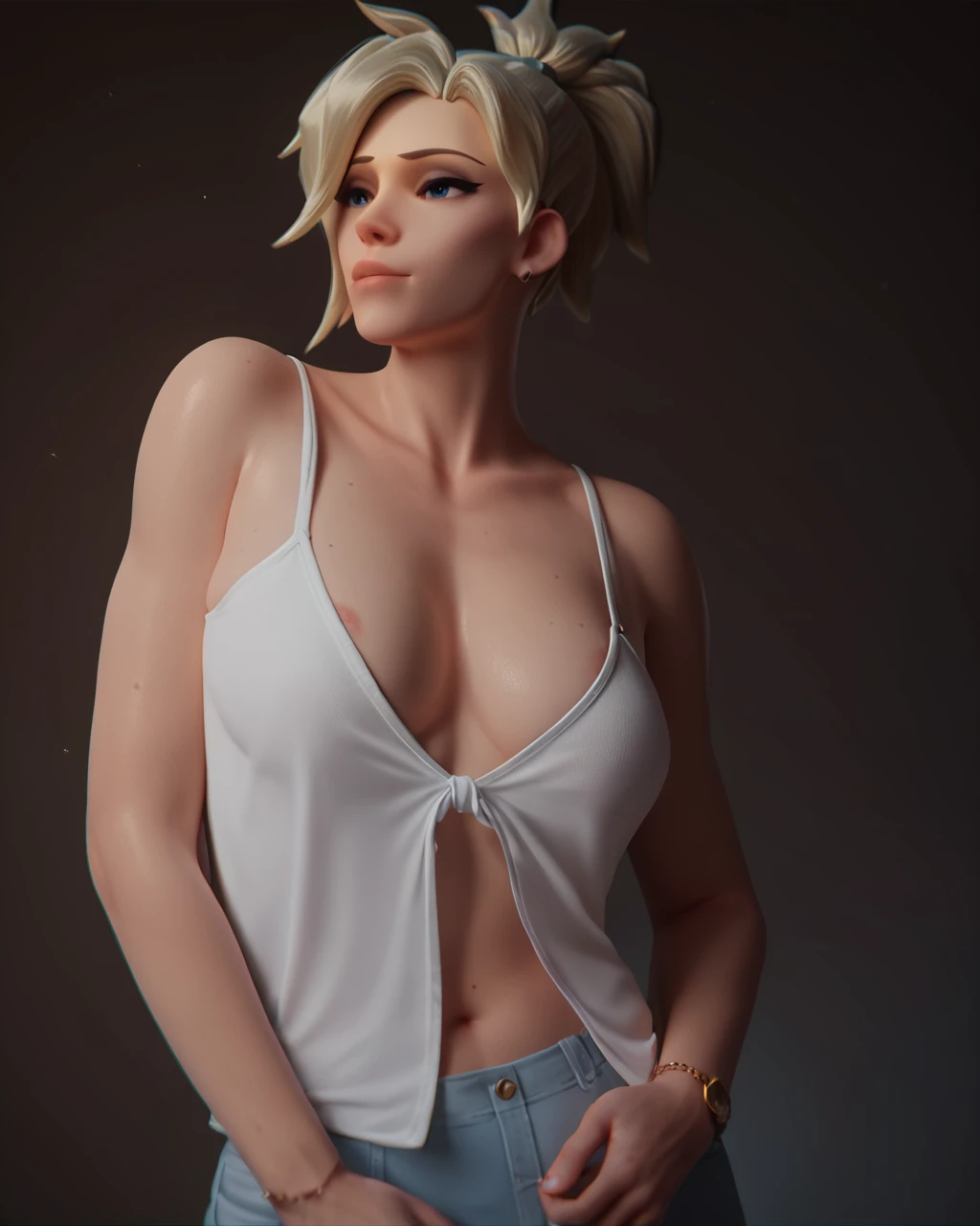 score_9,score_8_up,score_7_up,score_6_up ,source_overwatch score_9, score_8_up, score_7_up,  1woman, solo, mercy \(overwatch\), high quality, short low ponytail