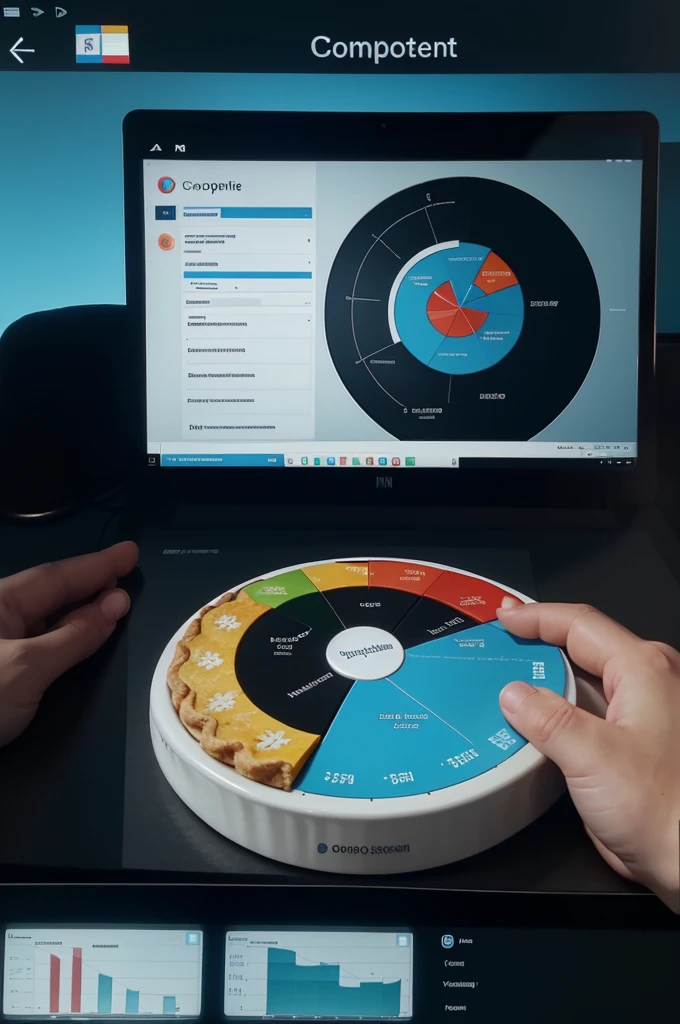 a close up of a computer screen with a pie chart, accurately portrayed, charts, screenshots, wide screenshot, figures, half image, graphic illustration, graphical, analysis report, detailed screenshot, accurately detailed, digital screenshot, a digital rendering, still image, data visualization, an illustration, display, out - of - focus background, out-of-focus background