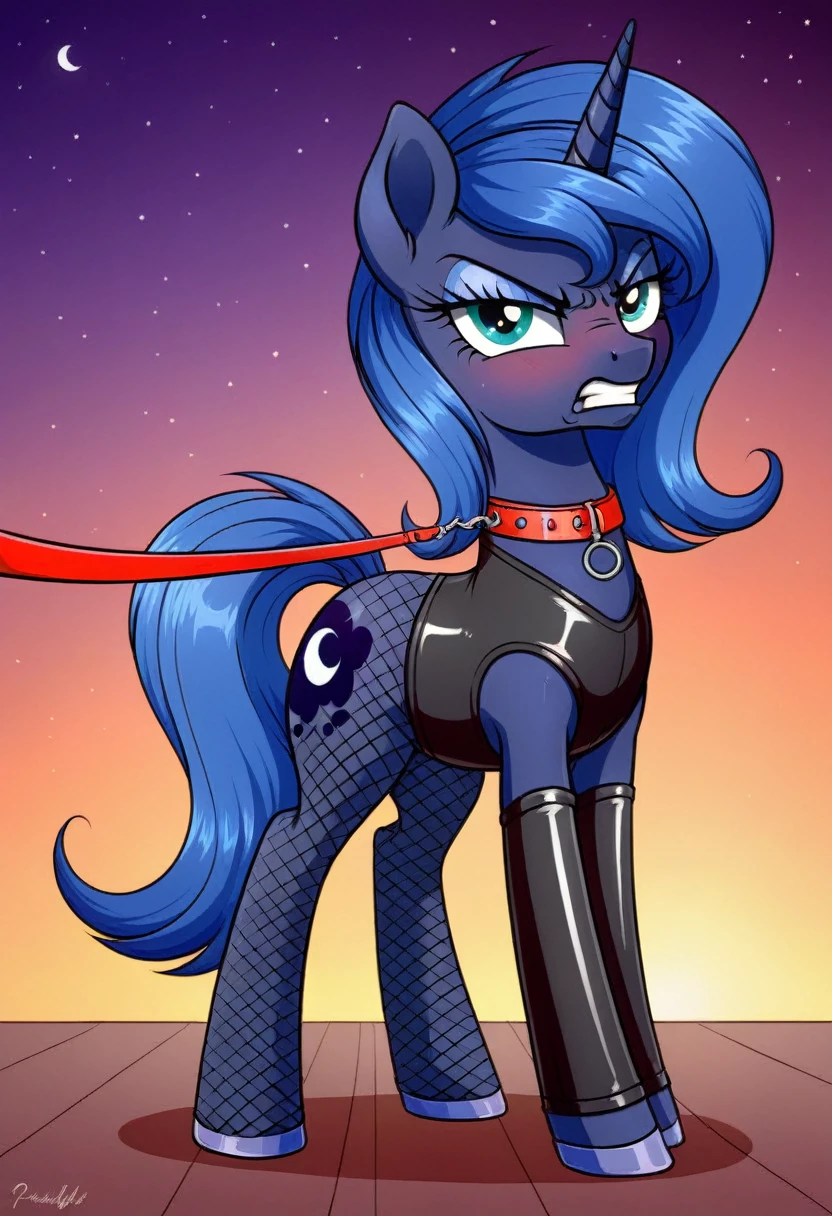 Pony  angry  Princessa luna in   in fishnet tights  b  night club walks on a leash