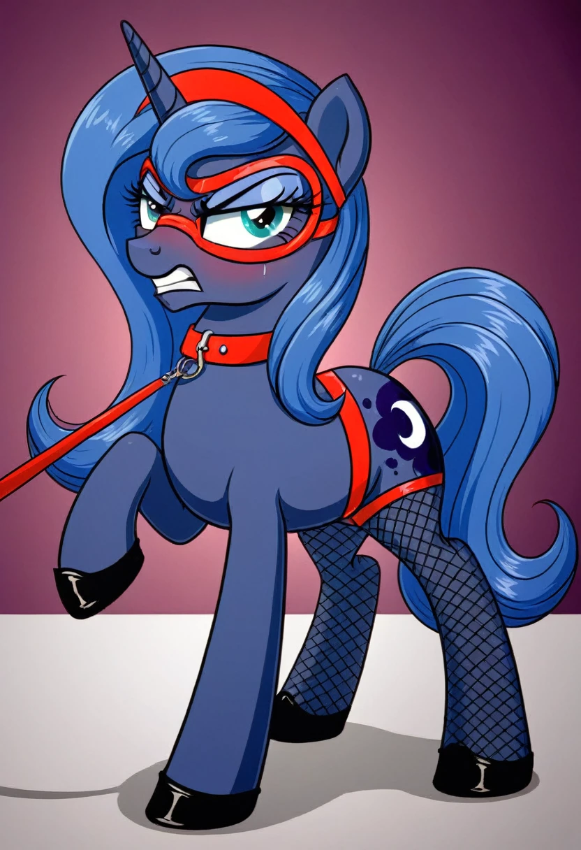 Pony angry Princessa luna in in fishnet tights b night club walks on a leash