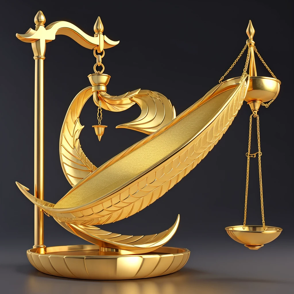Elegant Golden Scales of Justice In 3d render