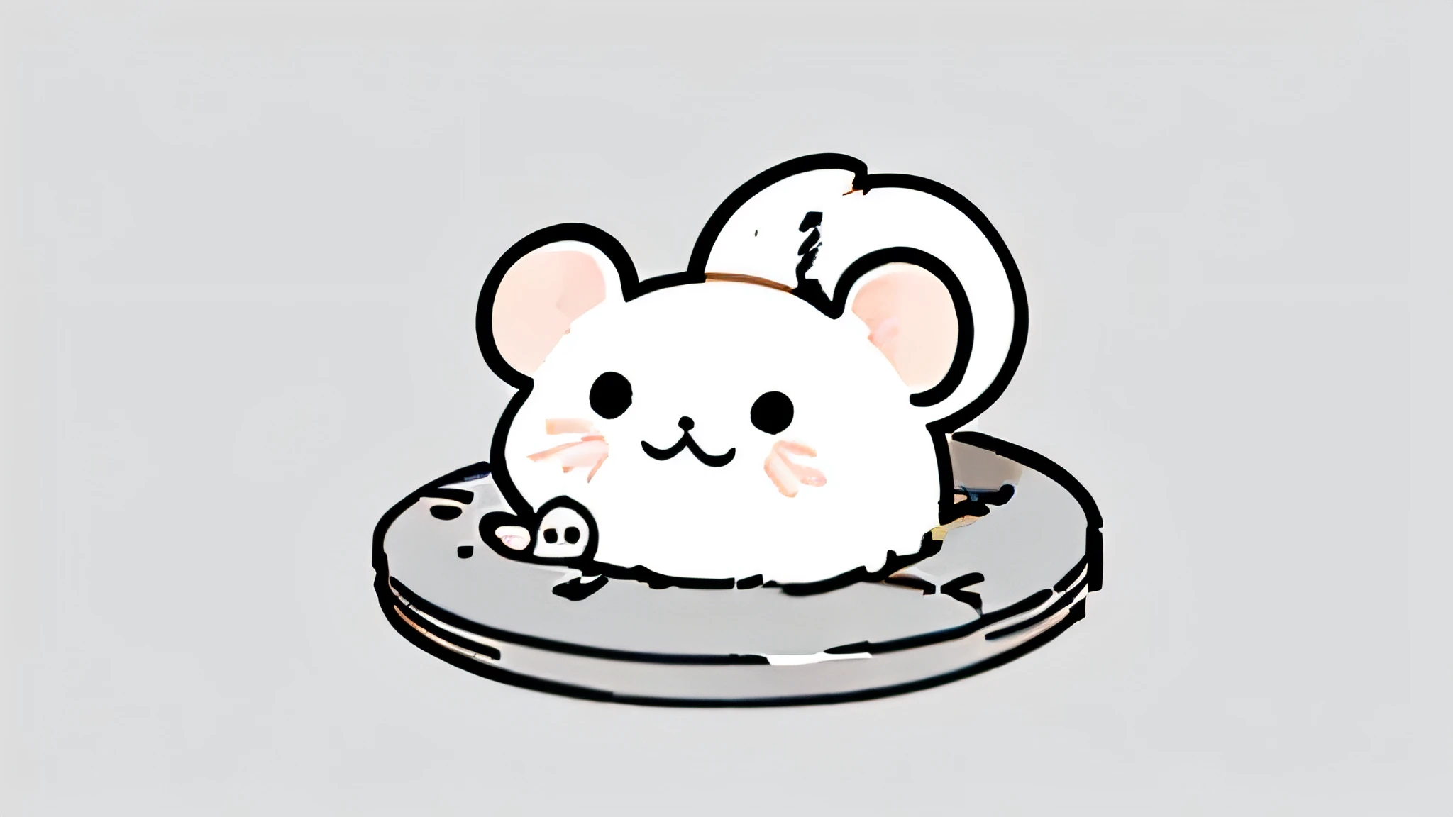 Highest quality,8ｋ,(((mouse)))、zodiac、Zodiac、(((cute)))、graffiti、Deformation、An illustration、animal、Mascot character,quality、round、((White)),new year、tail、Monochrome、One animal、Background is white
