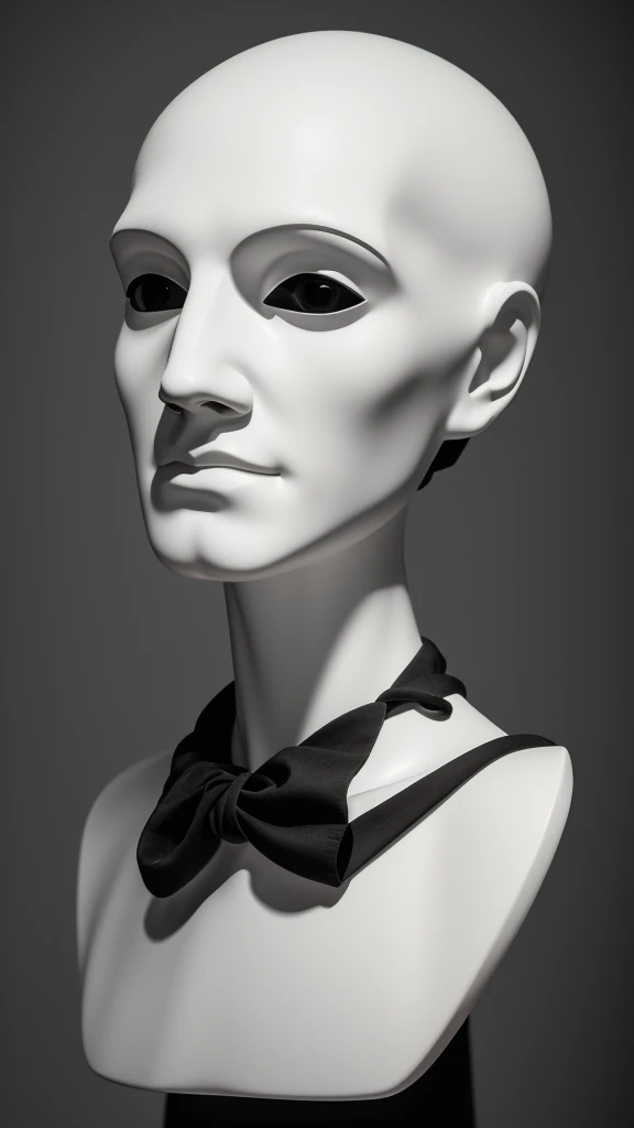 there is a mannequin wearing a black shirt with a white logo, creepy mannequin, he has an elongated head shape, surreal alien ribbed white fruit, twisted god with no face, well detailed head with led eyes, head and bust only, no face mask, ribbed man face portrait, gigantic man head, full subject shown in photo, head fully visible
2
there is a mannequin wearing a black shirt with a white logo, a surrealist sculpture by Jaakko Mattila, reddit, new sculpture, creepy mannequin, he has an elongated head shape, surreal alien ribbed white fruit, twisted god with no face, well detailed head with led eyes, head and bust only, no face mask, ribbed man face portrait