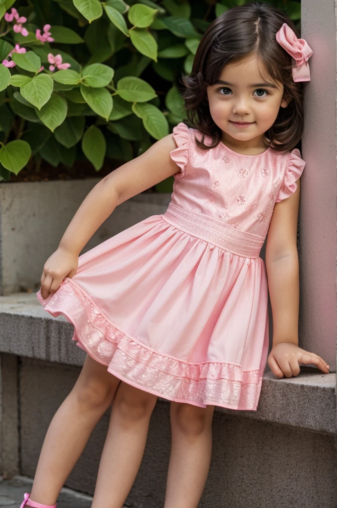 Young Milo in pink dress
