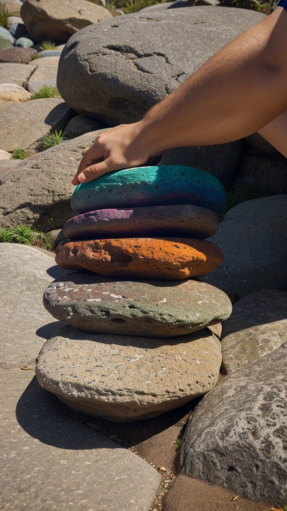 Create a multiple colours of rocks high and low