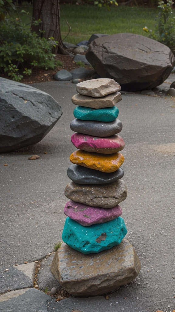 Create a multiple colours of rocks high and low