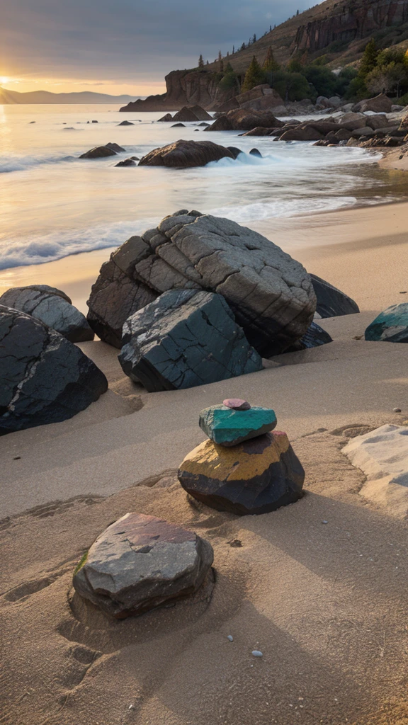 Create a multiple colours of rocks high and low