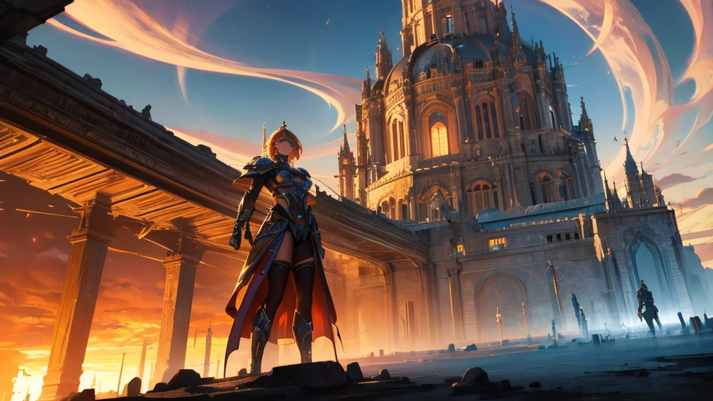 a futuristic tartarian civilization, a city at sunset, intricate architecture, advanced technology, glowing energy fields, dramatic lighting, cinematic atmosphere, stunning vistas, digital art, 8k, ultradetailed, photorealistic, masterpiece