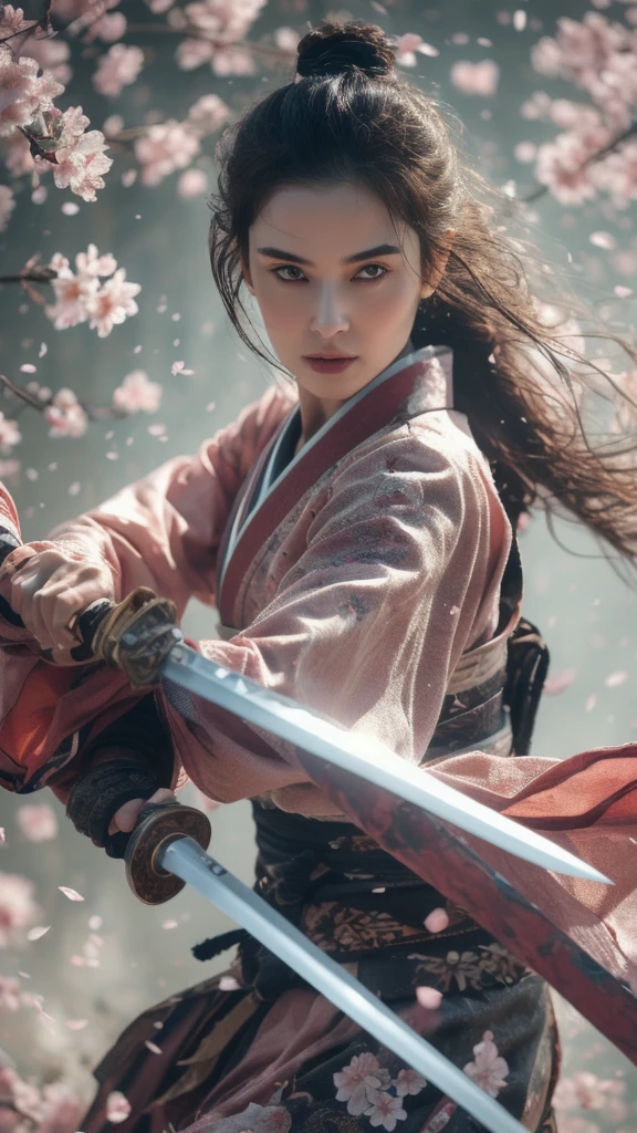 One beautiful woman, whole body, Combat pose, Holding a sword, arms,Holding a sword in your hand, Black Hair,sword,flowerびら,cherry blossoms,Long Hair,Japanese Kimono,hair ornaments,View your viewers,sword,Long sleeve,flower,The background is a Japanese castle,
Outdoor,最high quality,masterpiece,figure,Very delicate and beautiful,CG,Unity,8k wallpaper,wonderful,In detail,masterpiece,Official Art,Very detailed CG Unity 8k wallpaper,Incredibly absurd,Large file size,Very detailed,High resolution,Very detailed,Beautiful detailed girl,Realistic,Blade Hand,blade across 体,Raise the blade,Blade Right Hand,, (masterpiece, 最high quality, high quality, High resolution, Very detailed),