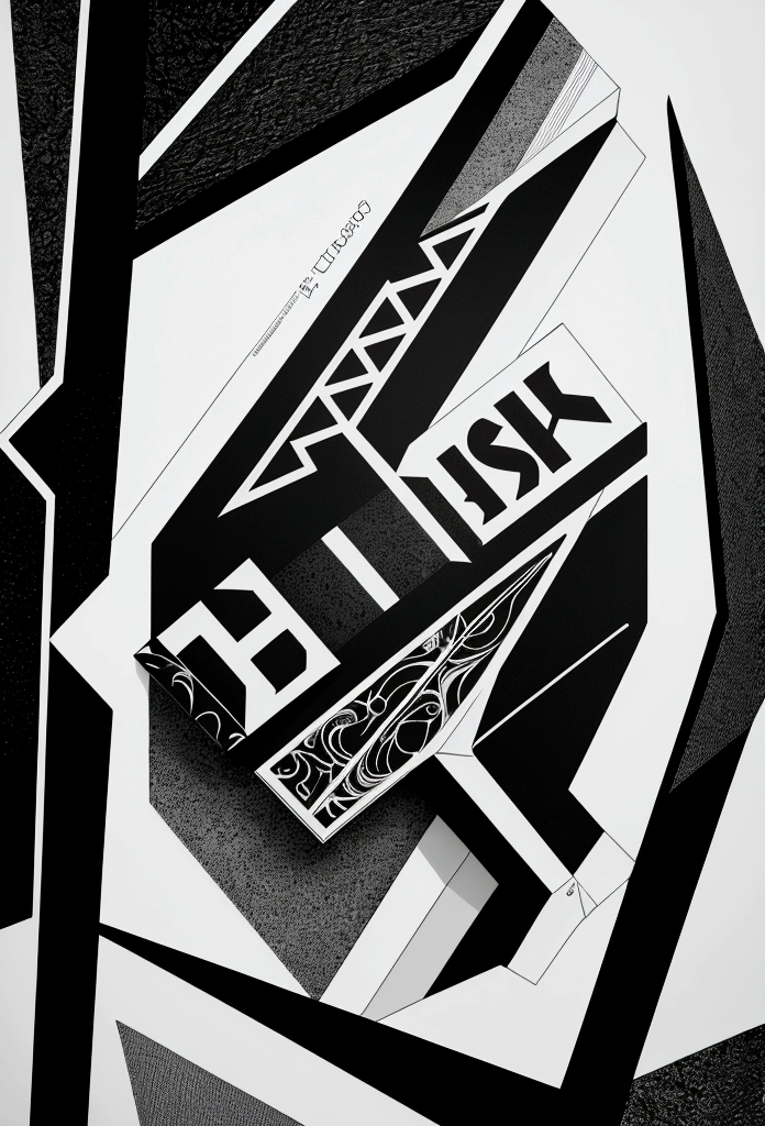 Design lattering type R geometric black and white