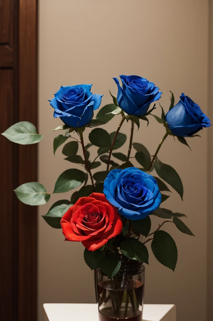 The word Ejc blue and a red rose 