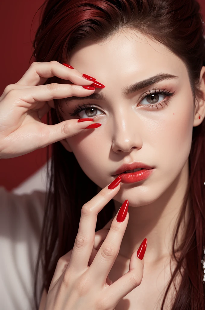 Man with big red nails