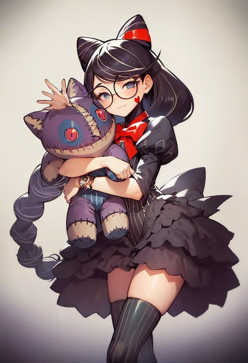 I want you to dress her in black underwear and for her to be sitting on the bed with a blushing and tender face.