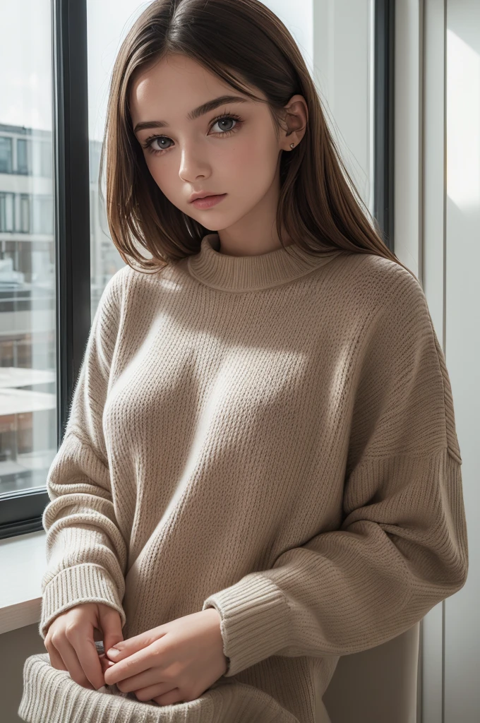 ((best qualityer)), ((work of art)), (detailded), 1 girl, ombro to ombro sweater, 