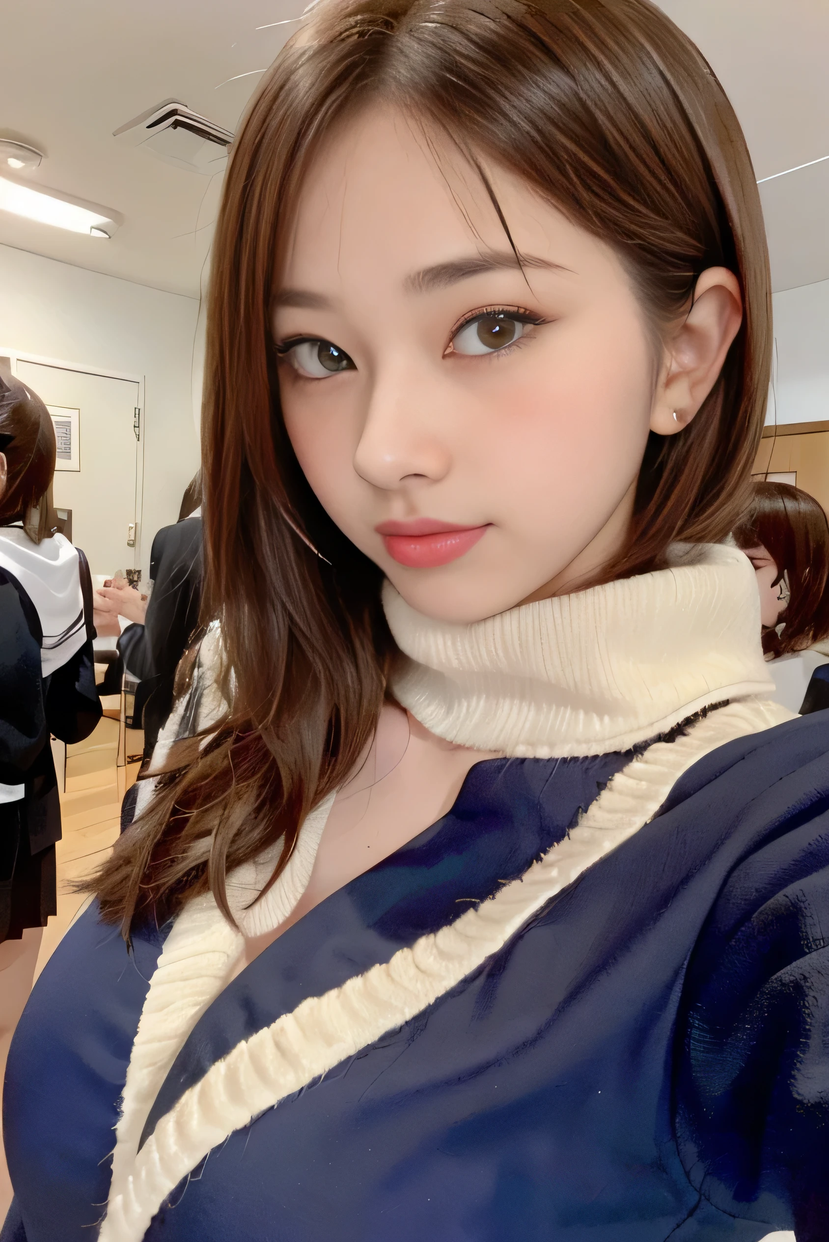 (Highest Resolution, clear_Image 1.2) 、(Beautiful girl with golden ratio face)、(-yeld gi、(Very lively eyes、wolf eyes 1.2)、wonderful, Tabletop, Attention to detail, Lip gloss、(((Twin-tailed rabbit style)))、Very beautiful girl、 alone, Beautiful girl like a model、(Long sleeve sailor suit、Very fine pleated scarf, Beautiful and exquisite, Attention to detail nose,((((Licking tongue)))、Top quality photo masterpiece、Incredible photo realism、Surrealist female portraits by David Hockney and Alphonse Mucha,(((Looking into the camera)))、((((Serious Eyes)))、(((Add highlights to the eyes)))、(((Looking into the camera)))、幸せそうにsmile,Perfect Makeup,smile,(14-year-o gi(Veryvely eyes、wolf eyes 1.2)、