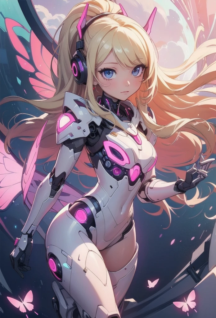 ((Highly accurate drawing in every detail)Extremely precise depiction)[High resolution],(detailed illustrations,Very fine and detailed drawing,Delicate drawn lines with tempo,Realistic texture expression),[color traced main line],[labo],[[hentai]] アニメ (CYBERGirl anime Beauty  Cyborg[wavy hair (platinum blonde)]),([Butterfly wings] Magenta-pink Papillon cybernean armor [Aurora Armor] Fuselage only transparent material) Cyber Headset,(Cybernetic [clear lenticular iris]),(intricate and beautiful decoration [Dense detail]),(Fine and beautiful skin expression [transparency]),[Perfect eyes detailed (Beautifully detailed iris)(Eyes like deep jewels)],(eyes light[Pinpoint lighting for the eyes]),[long and beautiful eyelashes],[precisely drawn hair [Beautiful and lustrous hair detailed]],(Perfectly hand detailed [Beautiful fingers with no damage [beautiful nails]]),(perfect anatomy(perfectly balanced proportions))[[full body portrait]],[[Design built to the highest level]][ideal color coordination(Accurate simulation of light and material interactions)],([Precision Detail](detailed,高fine)),[Visual art that tells a story],((highest quality)fine[[High density drawing]])[FHD].