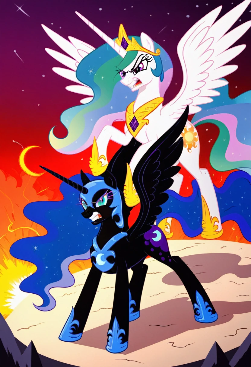 Pony angry nightmare moon in stands celestia ' fight