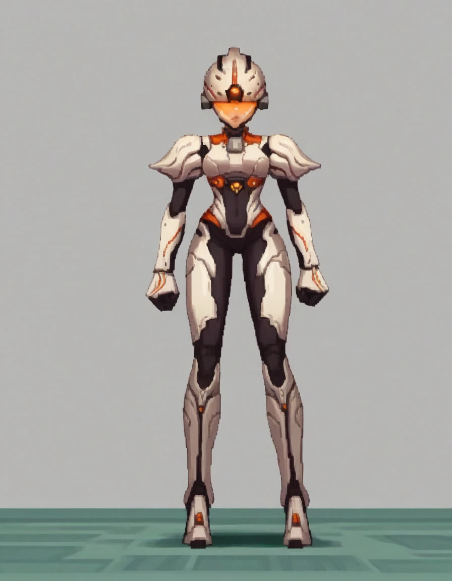 zPDXL, score_9, score_8_up, score_7_up, 1girl, solo, rcklgnd, warframe, full body, bodysuit, featureless helmet, white armor, standing