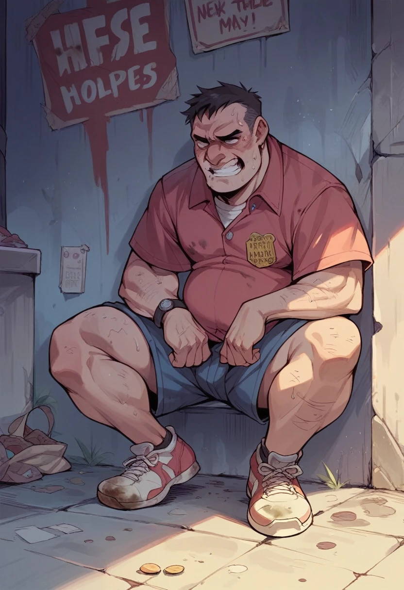 A homeless dirty man