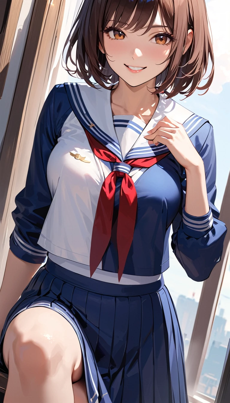 Browsing Caution,(((Perfect Anatomy, Anatomically correct, Very detailedな肌))), 1 girl, Japanese, high School girl, Shiny skin, Observe the audience, ((Back view, From below)), Beautiful Hair, Beautiful Face, Beautiful details, (short hair:1.1, Bobcut:1.2), Dark blonde hair:1, blue eyes, , Mole under the eye, Beautiful clavicle, Beautiful body, Beautiful breasts, Big Breasts:0.5, Beautiful thighs, Beautiful feet, Camel Toe, ((Short sleeve, Cute Sailor Suit, All dark blue, Dark blue pleated skirt, Navy blue sailor collar, Sailor scarf, socks, Brown Loafers)), Captivating thighs, (Red Slave Collar), ((Embarrassing, Scared, sad, tears, cry, Half-open mouth)), Are standing, (((Leaning forward), Taking off white panties:1.5, Raise one leg, Pull on white panties:1.1)), (Beautiful views), summer, School, locker room, 8k, highest quality, Masterpiece:1.2, Very detailed), (Realistic), Beautiful illustrations, Natural light, whole body,