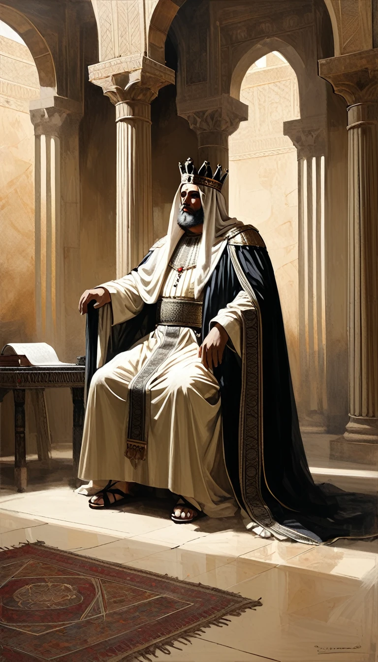 Sam Spratt Style - Realistic Style,  A scene that highlights King Herod, The large, ruled Judea