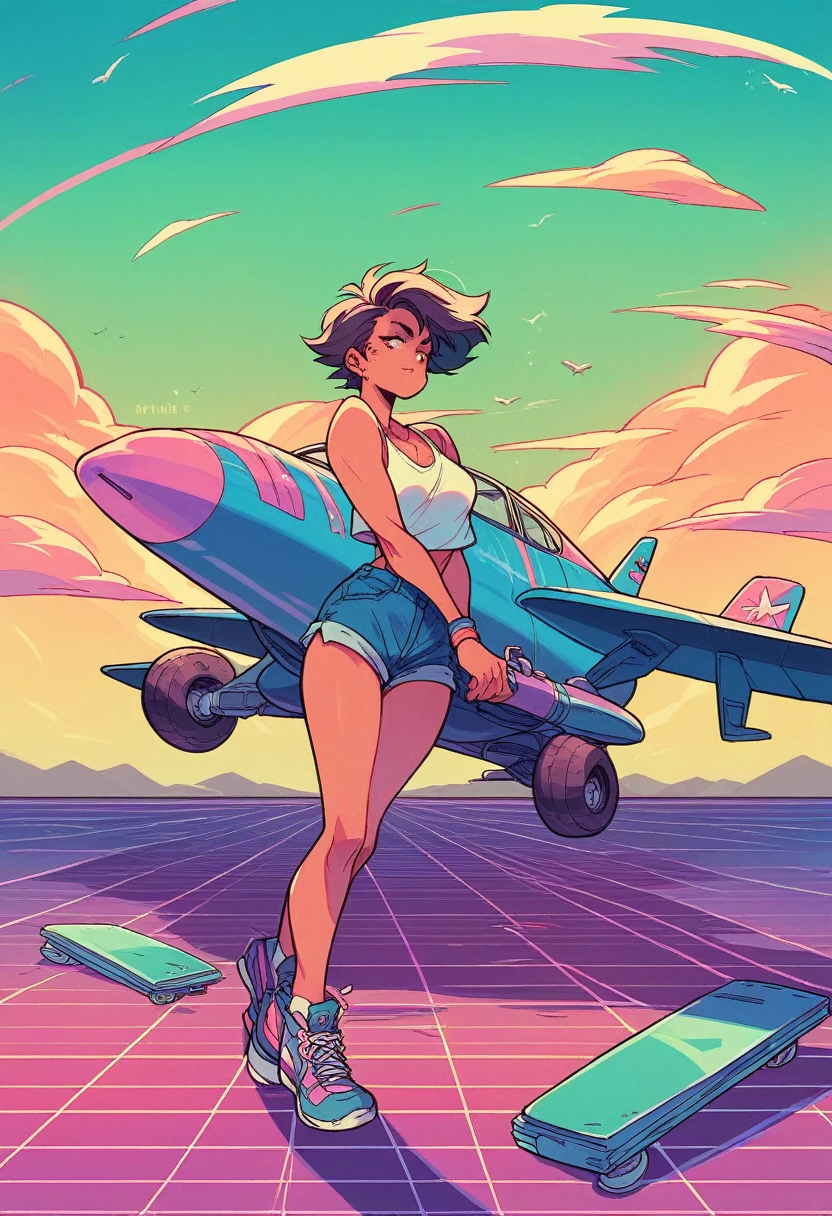 Airplane, synthwave 80s