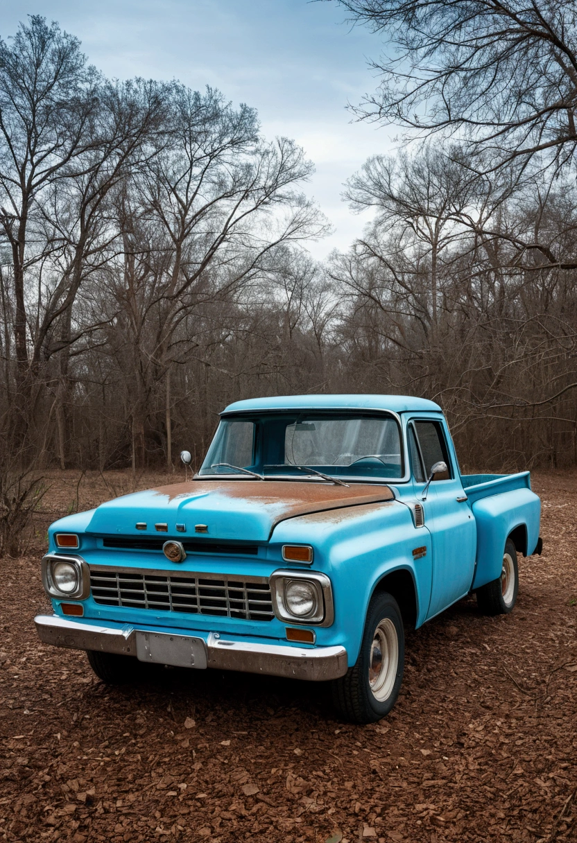 Abandoned light blue pickup