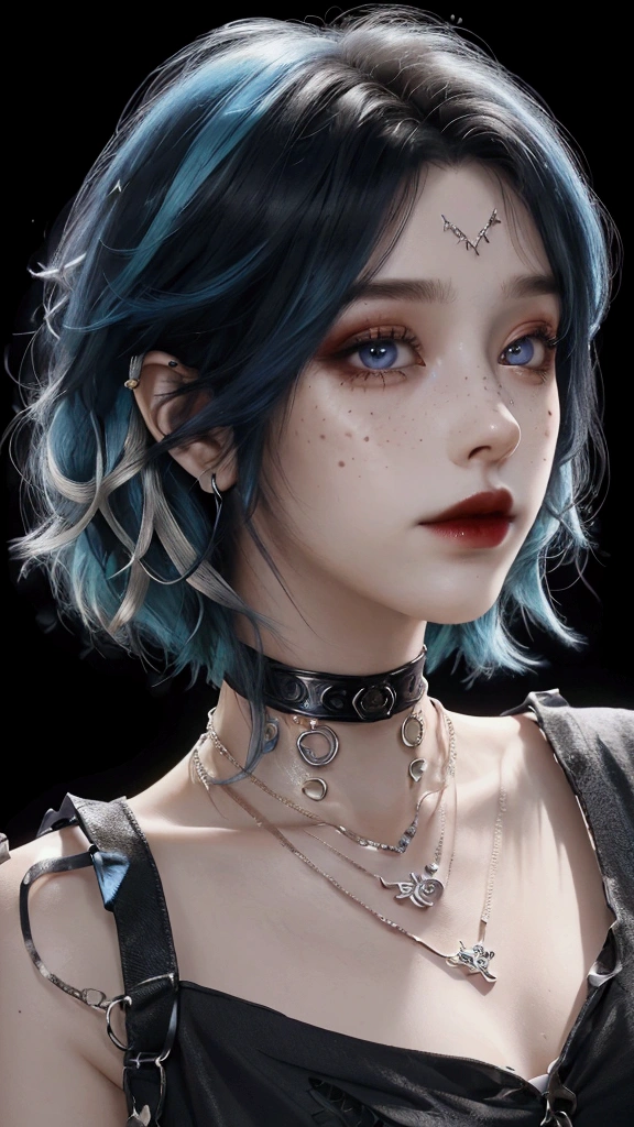 (masterpiece, realistic:1.3), (extremely intricate:1.2), (photorealistic:1.4), (extremely delicate), (ultra realistic:1.3), hyperrealistic photography, extremely detailed CG unity 8k wallpaper, UHD, HDR, RAW photo, dslr, hyperrealistic 3d render, realistic LUT, cinematic LUT,
CC_closeup_photo_background, (pale skin, detailed skin:1.3, Glossy skin + Shiny skin:1.1), hair ornament, exquisite earrings, necklace, lace choker, gigantic breasts, skinny body, fit body, slim, narrow waist, abs, slim legs, long legs,
AojikaMizuho, fC-detailPortrait, official art, close up portrait, short hair, blue hair, blue eyes, red lips, dimonapatrick_portraitCU, straight on camera, from front, center focus, symmetrical,