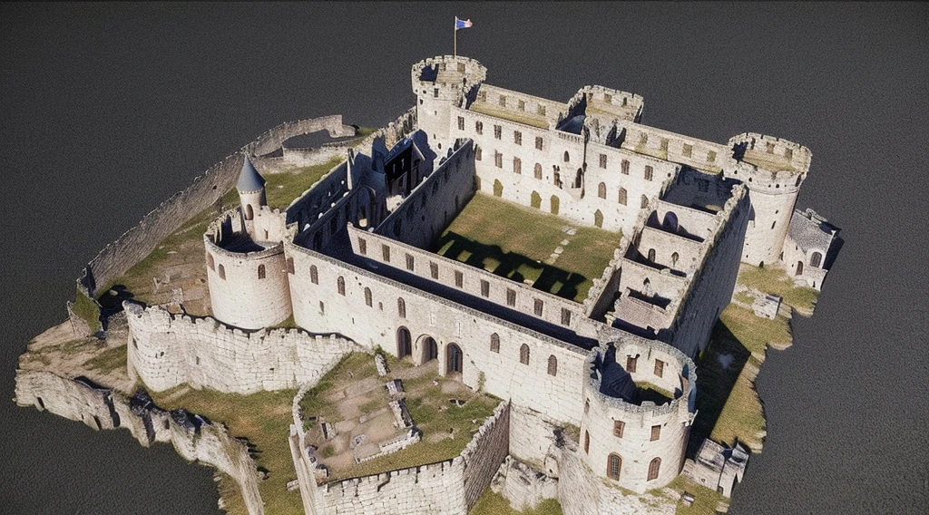 arafed view of a castle with a tower and a ramp, photogrammetry, point cloud, made from million point clouds, 3 d raytraced masterpiece, 3d mario castle aerial view, 3d model, 3 d model, high resolution and detail, medieval citadel, fortress, 3 - d highly detailed, 3d highly detailed, 3 d highly detailed