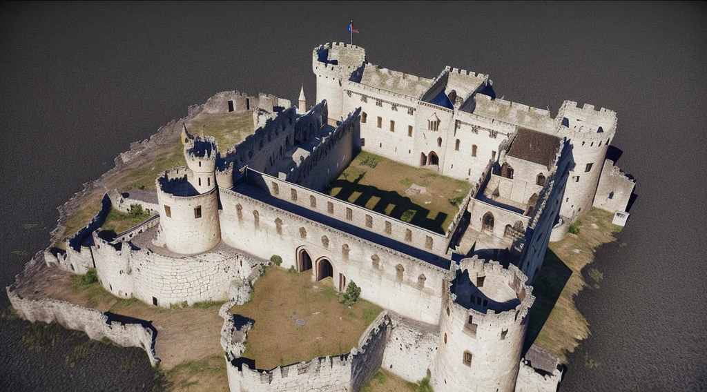 arafed view of a castle with a tower and a ramp, photogrammetry, point cloud, made from million point clouds, 3 d raytraced masterpiece, 3d mario castle aerial view, 3d model, 3 d model, high resolution and detail, medieval citadel, fortress, 3 - d highly detailed, 3d highly detailed, 3 d highly detailed