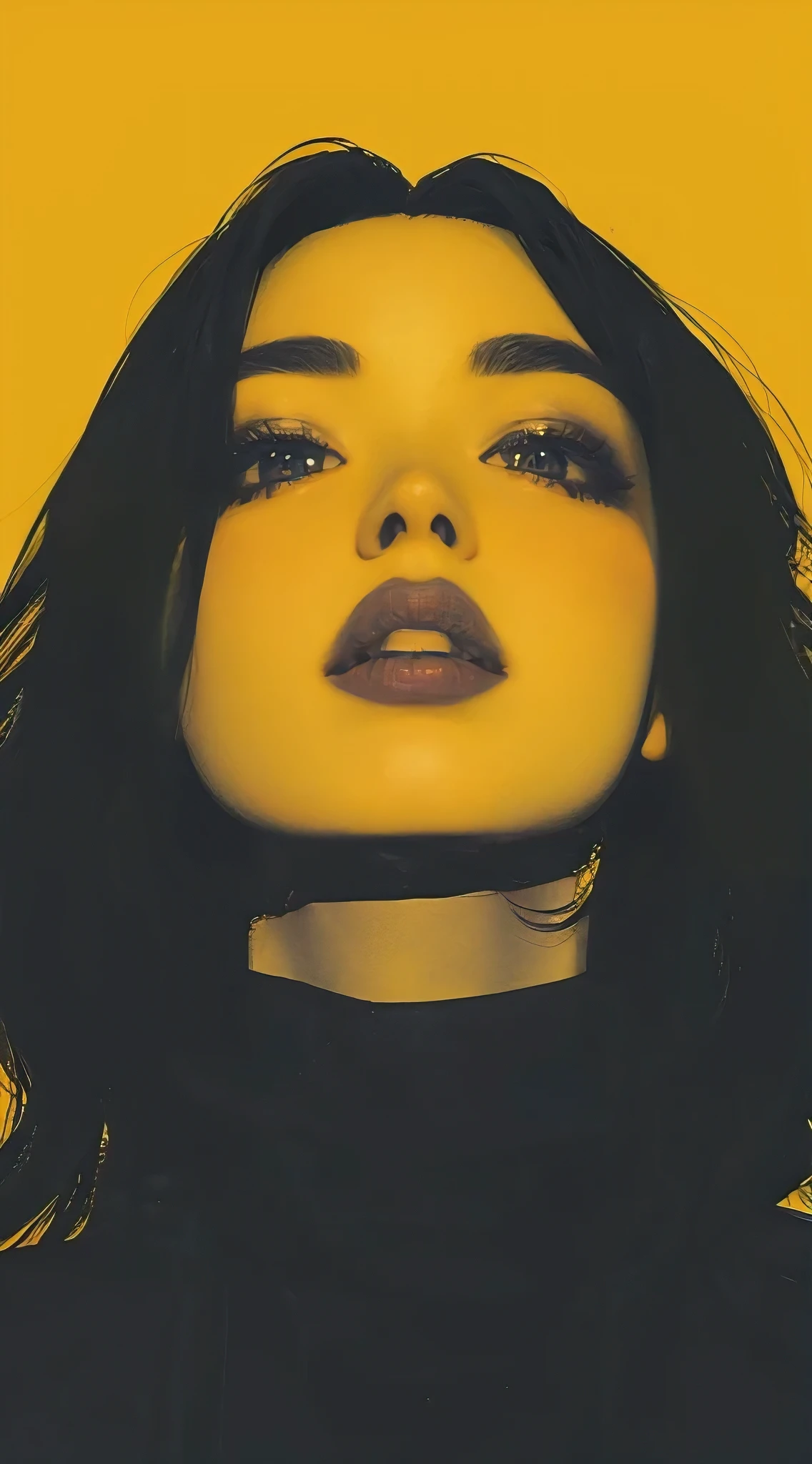 yellow and black, vivid, minimalist, beautiful face