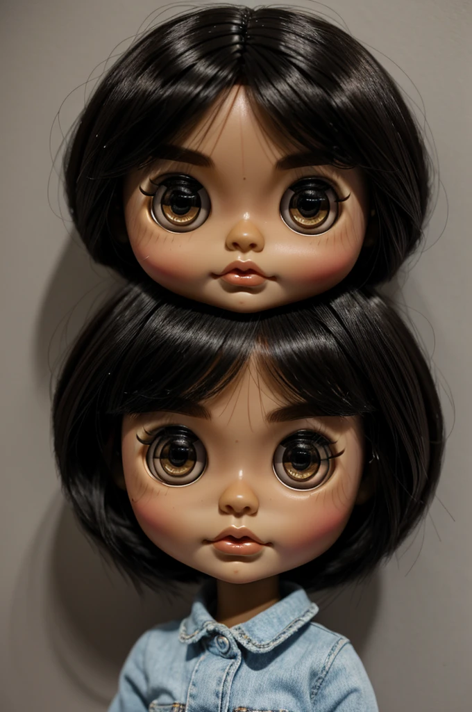 Blythe doll big head short black hair big eyes small mouth brown skin