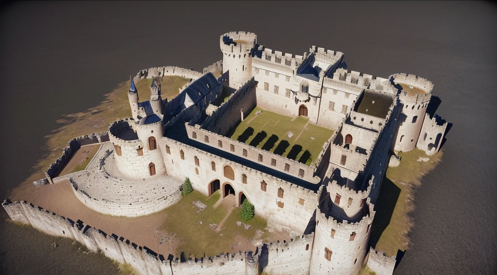 arafed view of a castle with a tower and a ramp, photogrammetry, point cloud, made from million point clouds, 3 d raytraced masterpiece, 3d mario castle aerial view, 3d model, 3 d model, high resolution and detail, medieval citadel, fortress, 3 - d highly detailed, 3d highly detailed, 3 d highly detailed