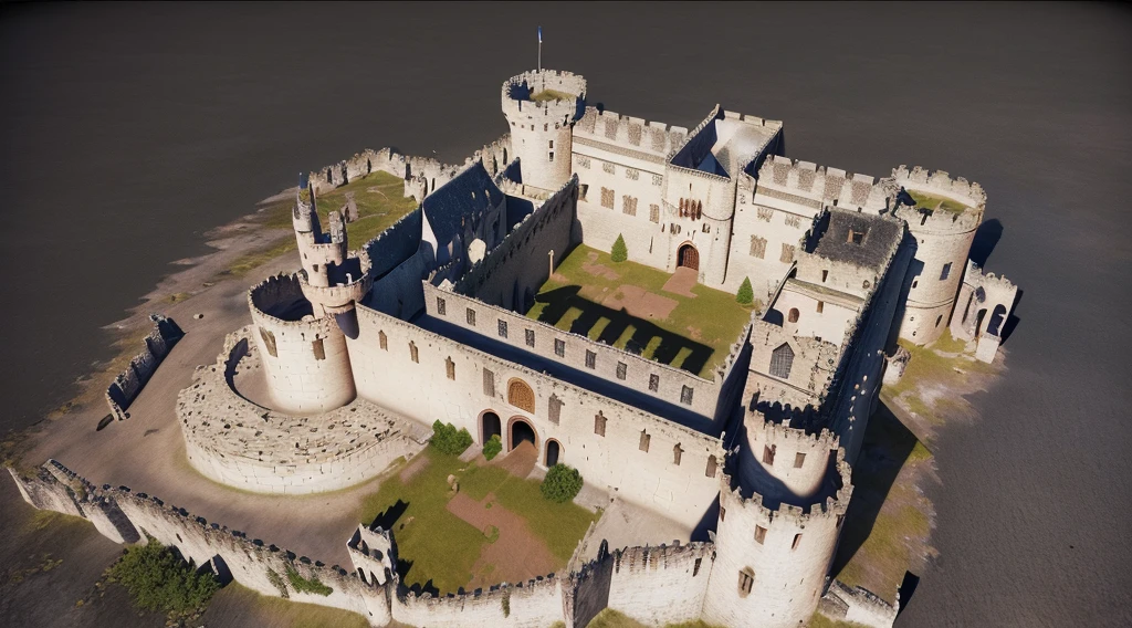 arafed view of a castle with a tower and a ramp, photogrammetry, point cloud, made from million point clouds, 3 d raytraced masterpiece, 3d mario castle aerial view, 3d model, 3 d model, high resolution and detail, medieval citadel, fortress, 3 - d highly detailed, 3d highly detailed, 3 d highly detailed