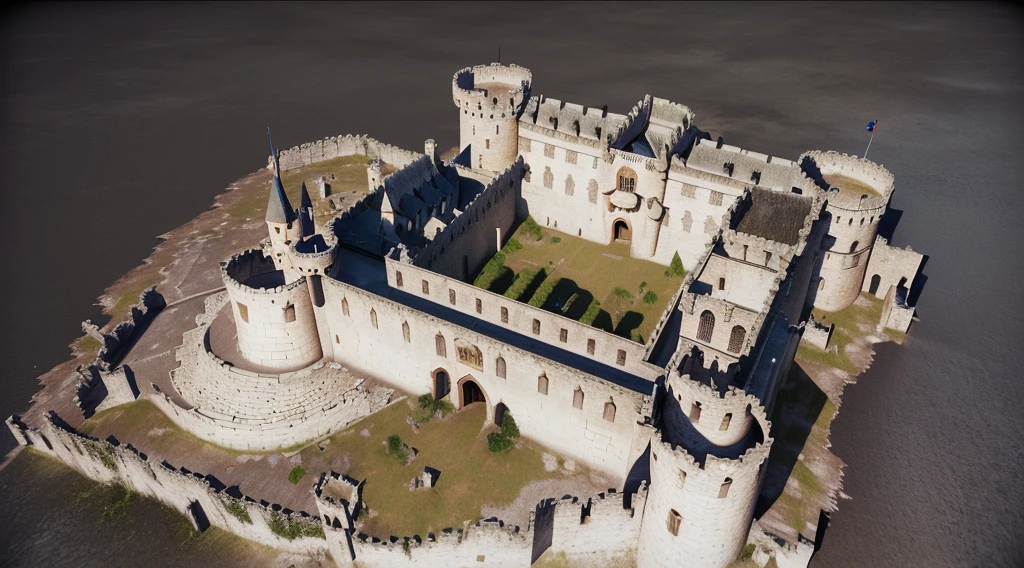 arafed view of a castle with a tower and a ramp, photogrammetry, point cloud, made from million point clouds, 3 d raytraced masterpiece, 3d mario  castle aerial view, 3d model, 3 d model, high resolution and detail, medieval citadel, fortress, 3 - d highly detailed, 3d highly detailed, 3 d highly detailed