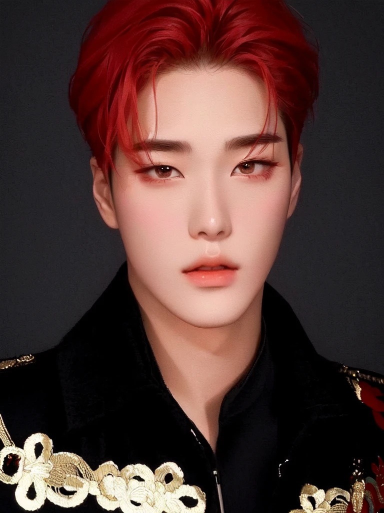 Hombre arafed con pelo negro y chaqueta negra., Cai Xu Kun, hsiao-ron, Yanjun Chengt, Hyung Tae, Retrato del ídolo kpop, retrato de jossi de blackpink, sha xi, Inspirado por Bian Shoumin, jia, hong junio hyung, yan, jin shan, Jung Jaehyun, jinyoung shin, bo feng, kpop boy, Korean boy, San, Choi San, Ateez, Kpop Korean male, male face.